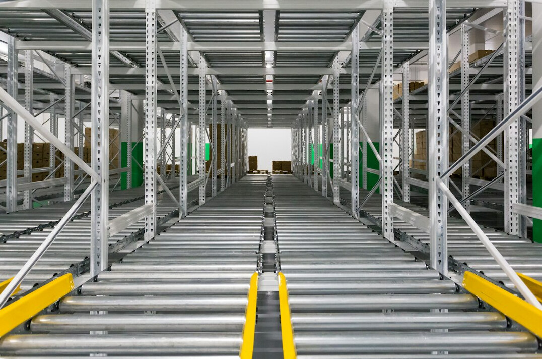 Rows of server racks in a data center