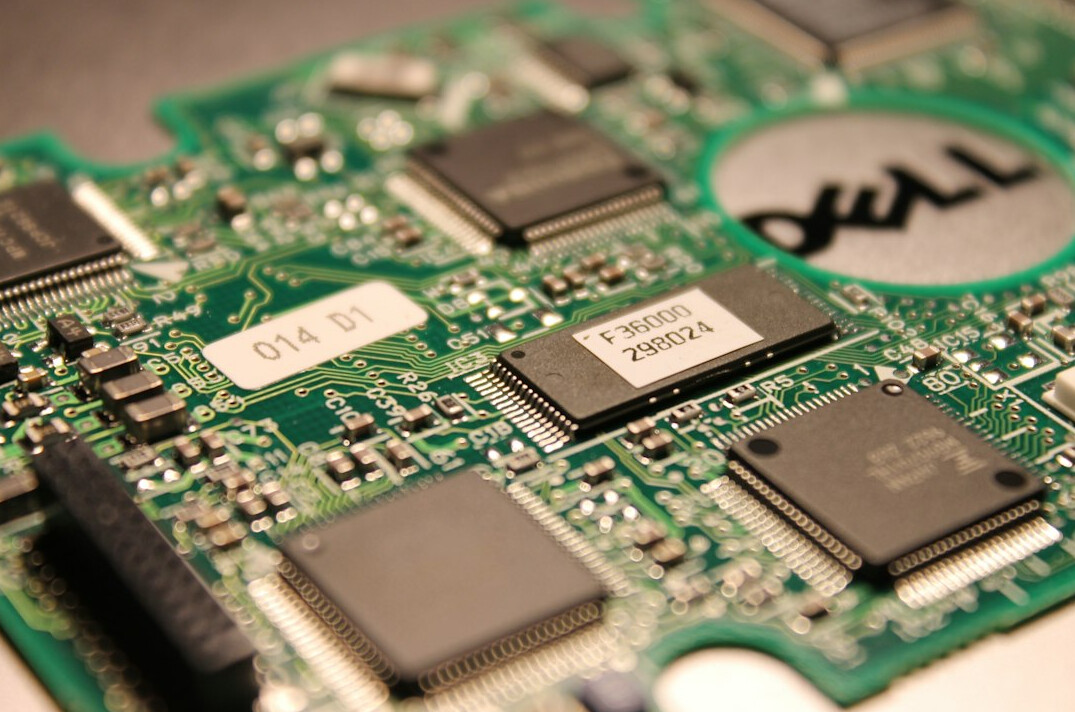 Close-up of a green electronic circuit board
