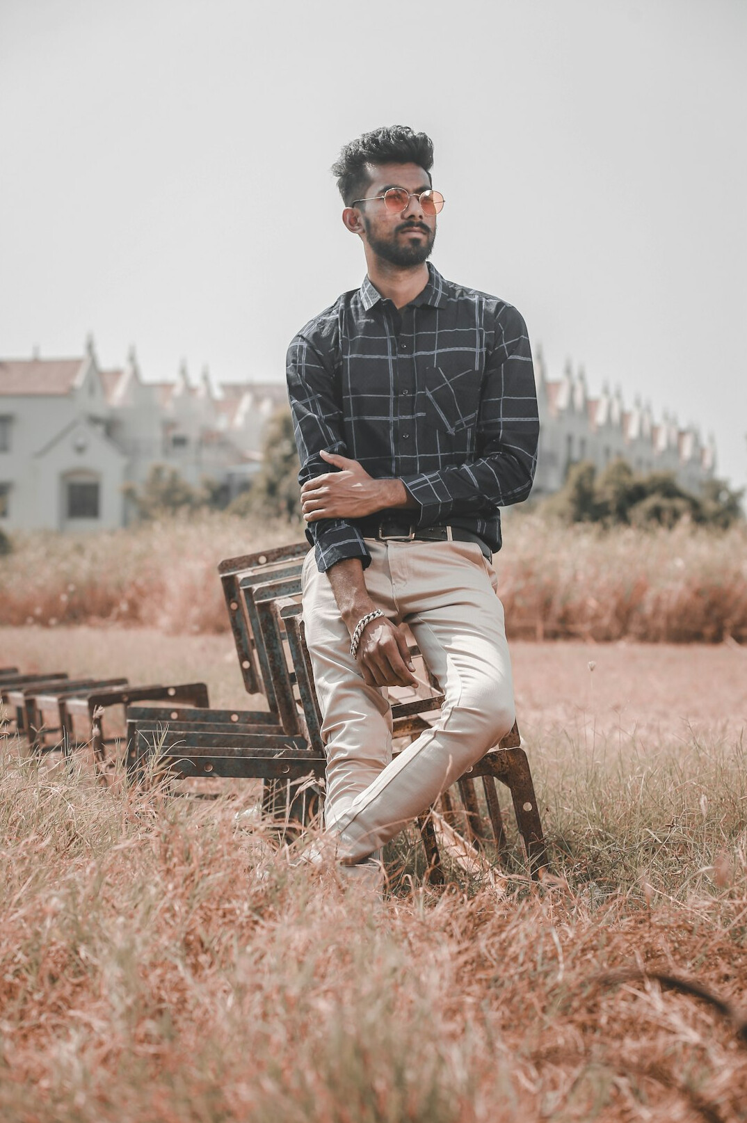 Portrait of a bearded man in casual shirt