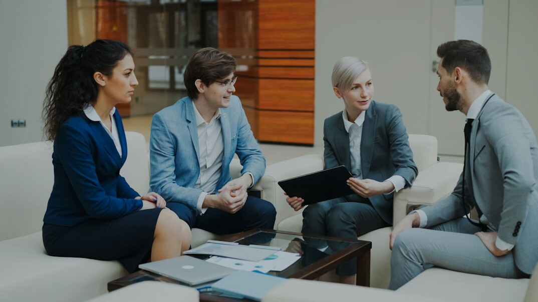 corporate team discussing project