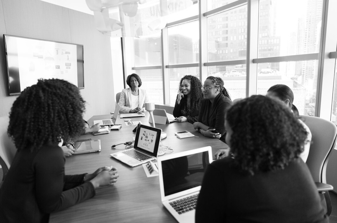 corporate team discussing project